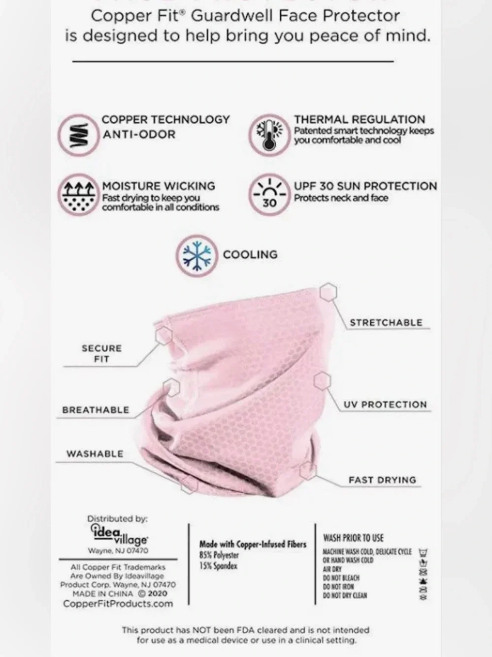 CopperFit Guardwell Youth Girls Face Protector Size OS Pink (Pair)‎